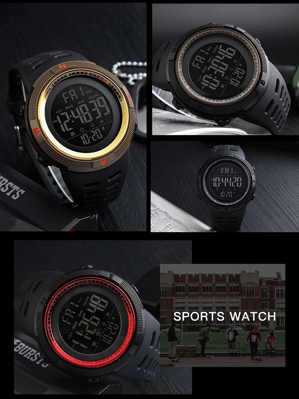 SKMEI  Fashion  Men Multifunction WatchesOutdoor Sport Watch  Alarm Clock Chrono 5Bar Waterproof Digital Watch reloj hombre 1251