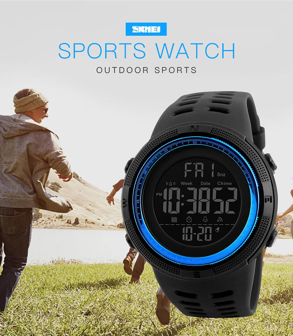 SKMEI  Fashion  Men Multifunction WatchesOutdoor Sport Watch  Alarm Clock Chrono 5Bar Waterproof Digital Watch reloj hombre 1251