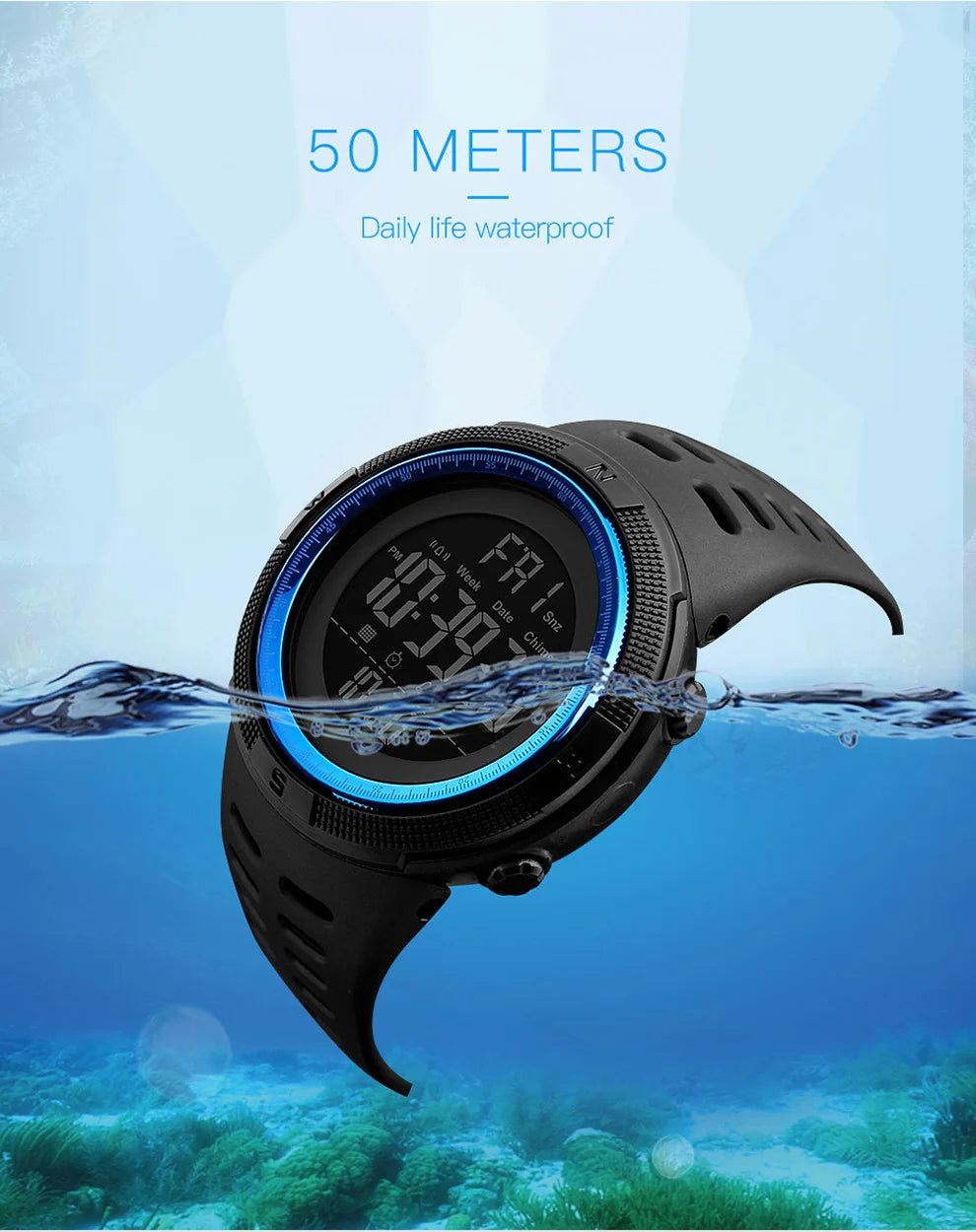 SKMEI  Fashion  Men Multifunction WatchesOutdoor Sport Watch  Alarm Clock Chrono 5Bar Waterproof Digital Watch reloj hombre 1251
