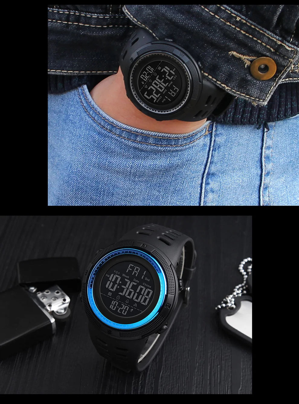 SKMEI  Fashion  Men Multifunction WatchesOutdoor Sport Watch  Alarm Clock Chrono 5Bar Waterproof Digital Watch reloj hombre 1251