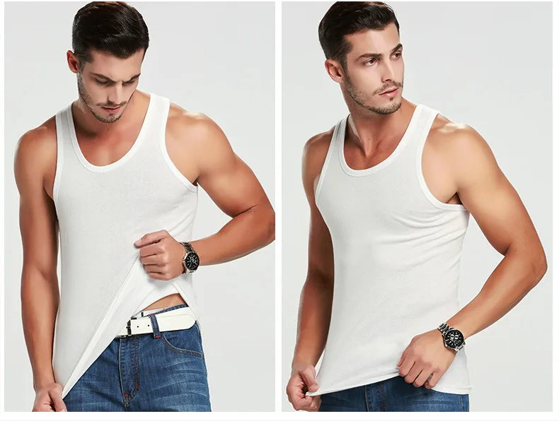 1 Piece Men's Cotton Sports Skinny Vest Teenagers Leisure Joker Sleeveless T Men's Fitness Training Simple Top