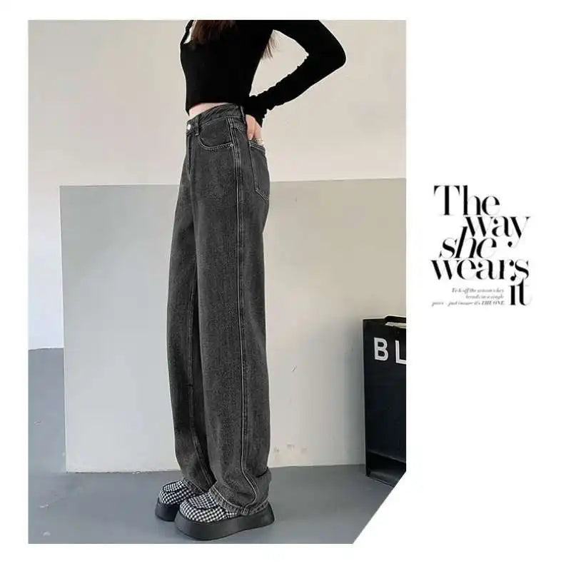 New Autumn And Winter Styles Suitable For All Seasons Basic Jeans For Women High Waist Retro Wide Leg Versatile And Casual Jeans