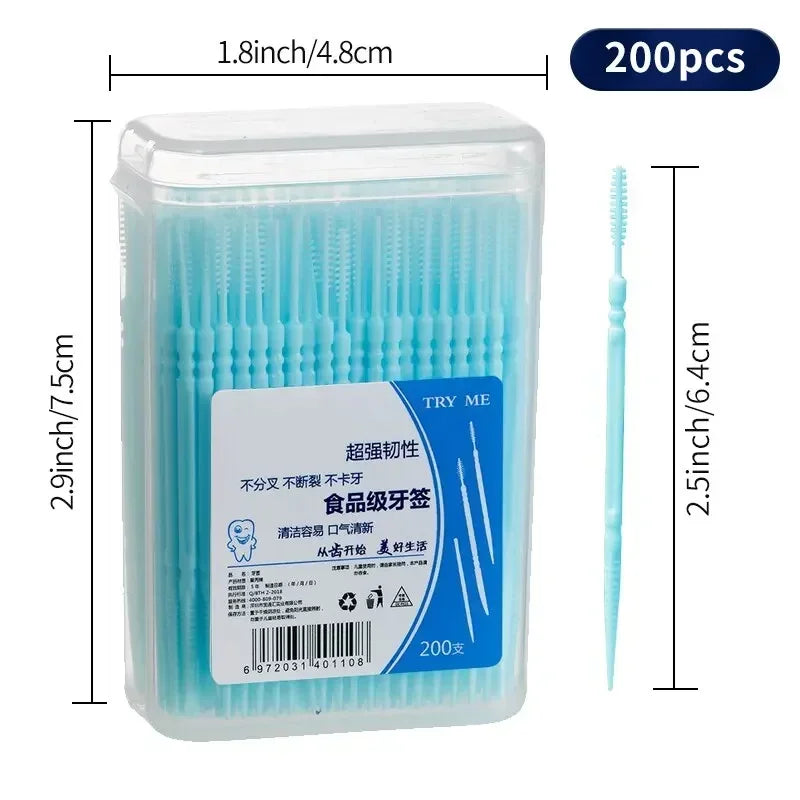 Portable Ultra Fine Toothpick Disposable Family Box Packed Pick Double Head High End Personality Creative Fruit Stick 200 Pieces