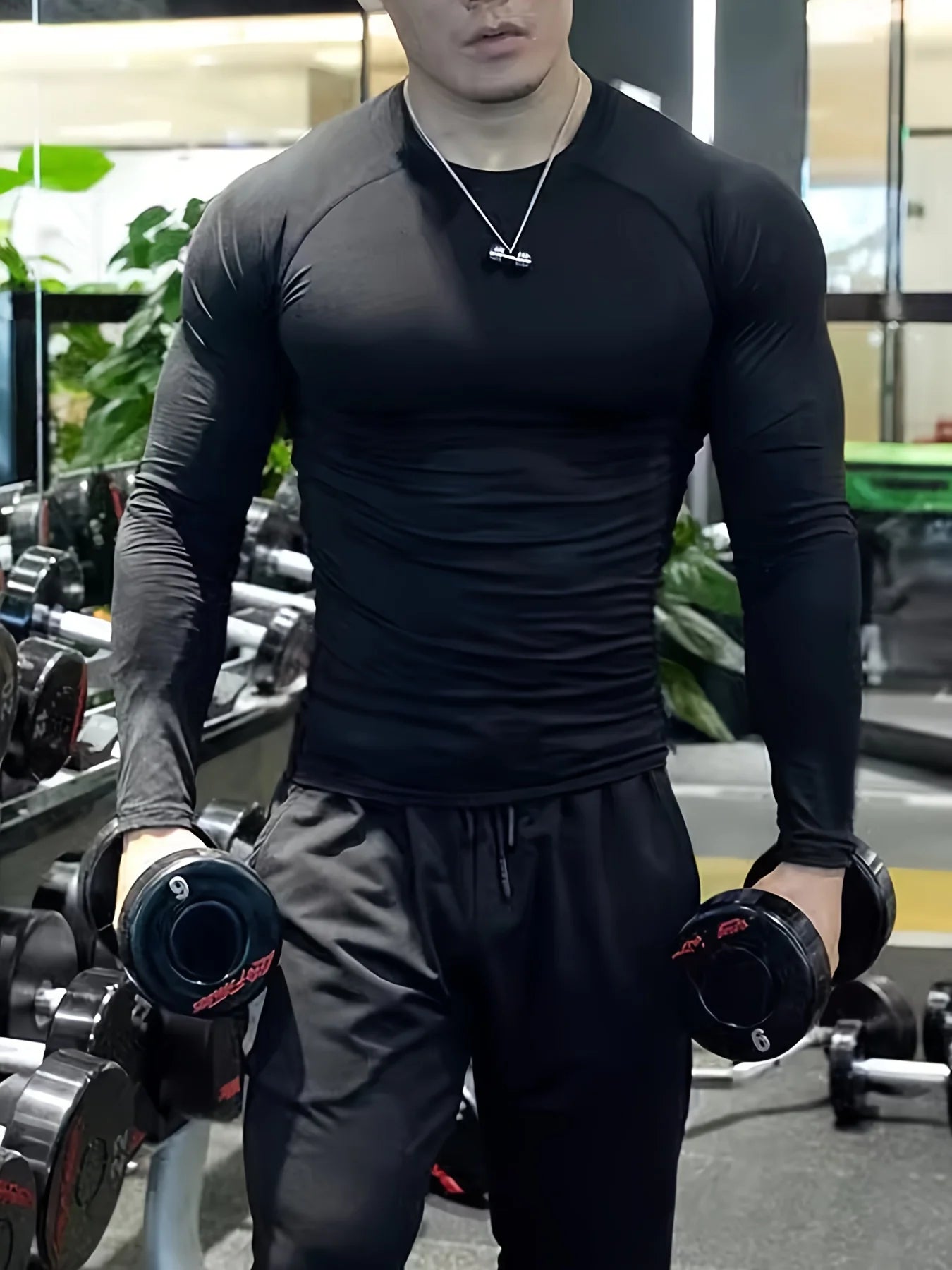 Men's quick drying long sleeved sports top, comfortable tight fitting clothes for sports yoga, football training, basketball