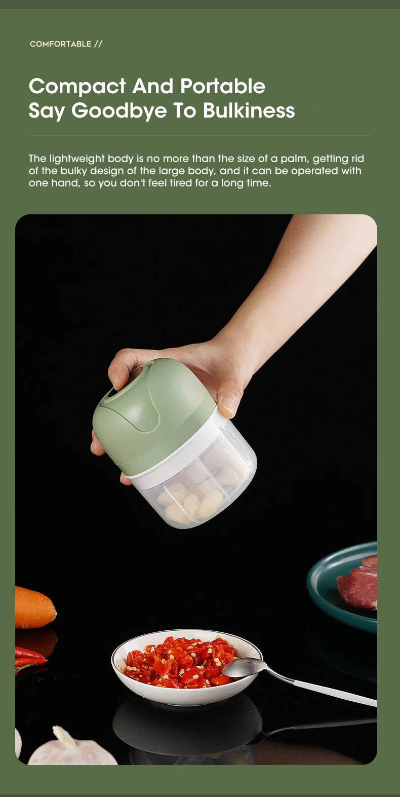 USB Portable Meat Grinder Vegetable Chopper for Kitchen Gadgets 250ml Garlic Masher Crusher Electric Kitchen Food Chopper