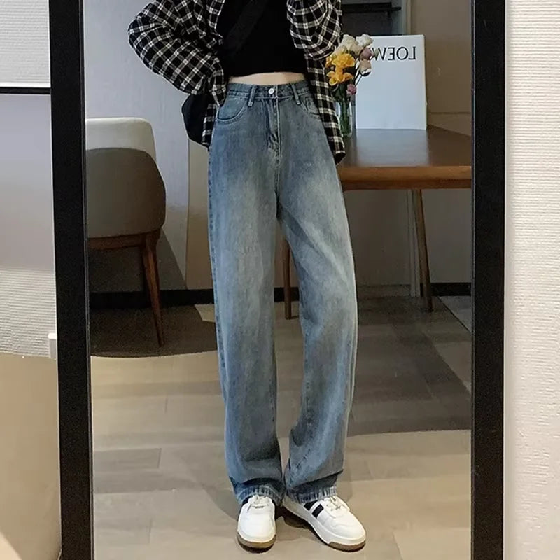 New Autumn And Winter Styles Suitable For All Seasons Basic Jeans For Women High Waist Retro Wide Leg Versatile And Casual Jeans