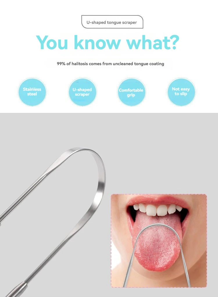 U-shaped Tongue Scraper Tongue Coating CleaningScraper Remove Bad Breath Bring Fresh Breath For Oral Suitable Men And Women