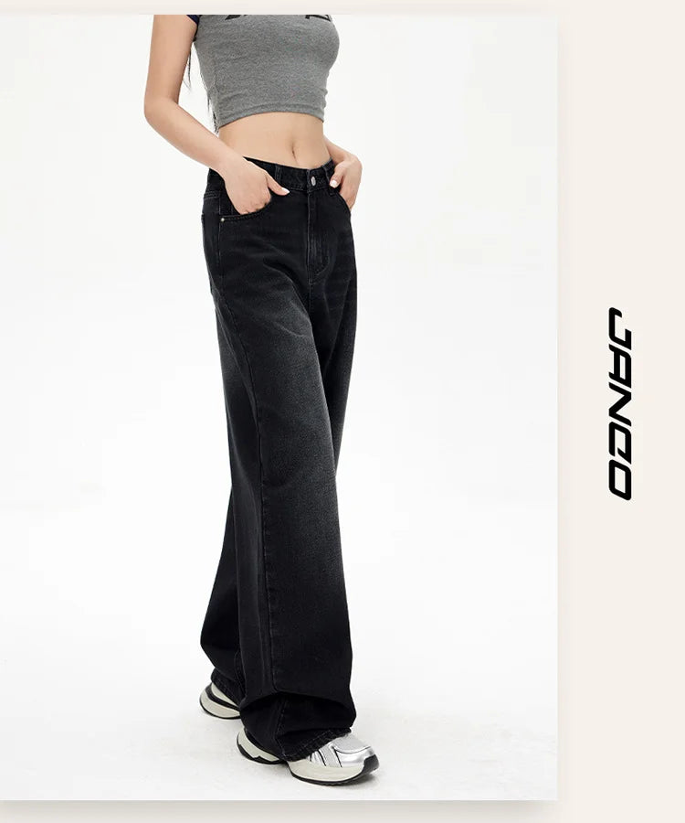 Lady RetroY2K Style High Waist Jeans Pants Women Fashion Straight Leg Denim Trousers Hot Girls Loose Fit Thin Casual Pants