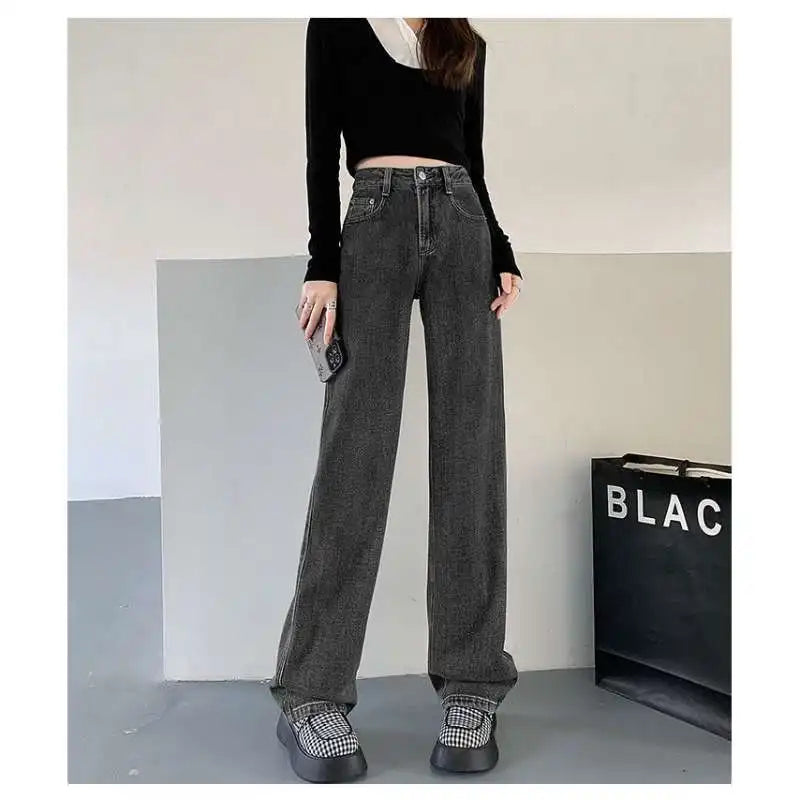 New Autumn And Winter Styles Suitable For All Seasons Basic Jeans For Women High Waist Retro Wide Leg Versatile And Casual Jeans