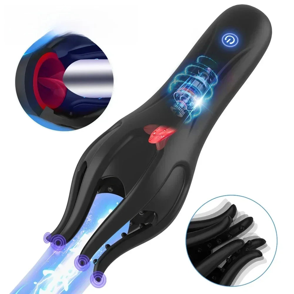 3 IN 1 Male Masturbator for Men Glans Vibrating Tongue Licking Delays Ejaculation Endurance Training Male Adult Sex Toys
