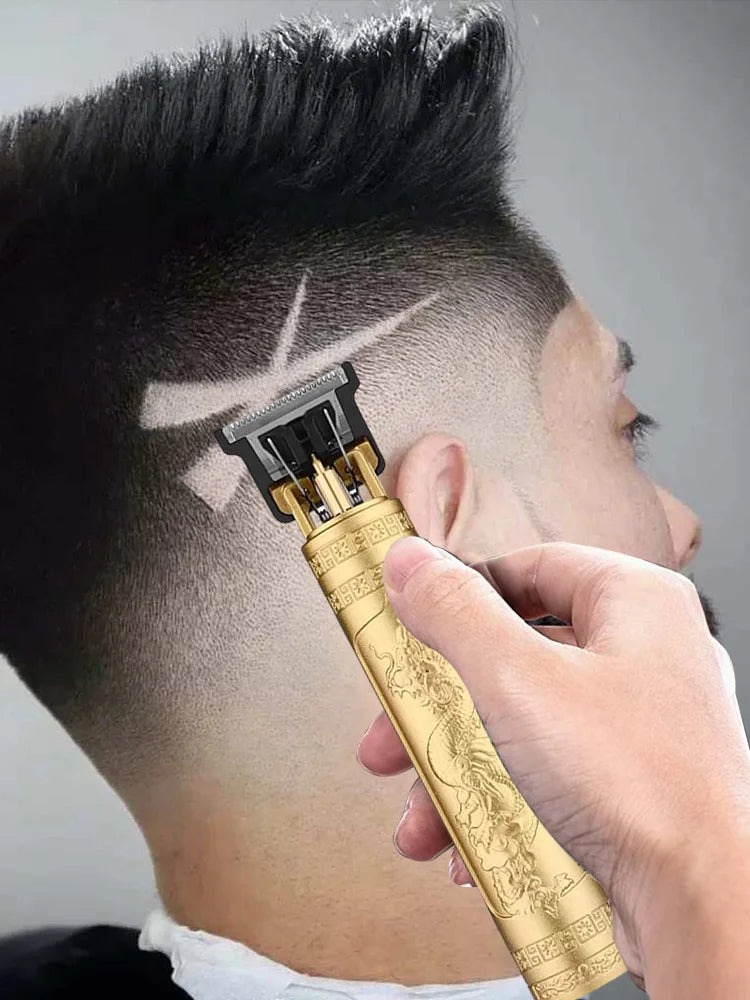 T9 HairClipper Beard Shaving Body Hair Trimmer Clippers Electric Machine Men Haircut Machine 0mm Barber ShaverDragon Carved