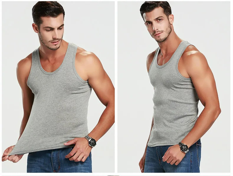 1 Piece Men's Cotton Sports Skinny Vest Teenagers Leisure Joker Sleeveless T Men's Fitness Training Simple Top
