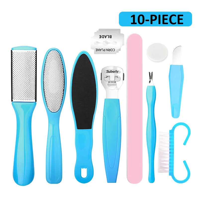 8/10-in-1 Professional Pedicure Kit Stainless Steel Callus Shavers Get Soft Smooth Feet with Stainless Steel Foot Care Tools