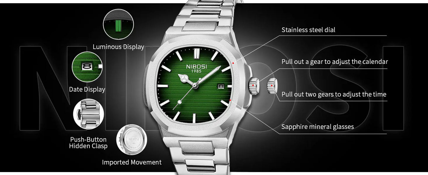 2025 New Luxury Men Quartz Watches 30M Waterproof Automatic Date Watch Man Stainless Steel Sport Chronograph Watch for Men Clock