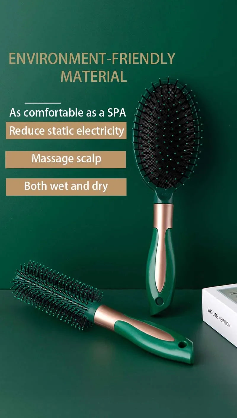 Oval Round Scalp Massage Air Cushion Comb, Anti-Static Exfoliating Salon SPA Hair Styling Tool