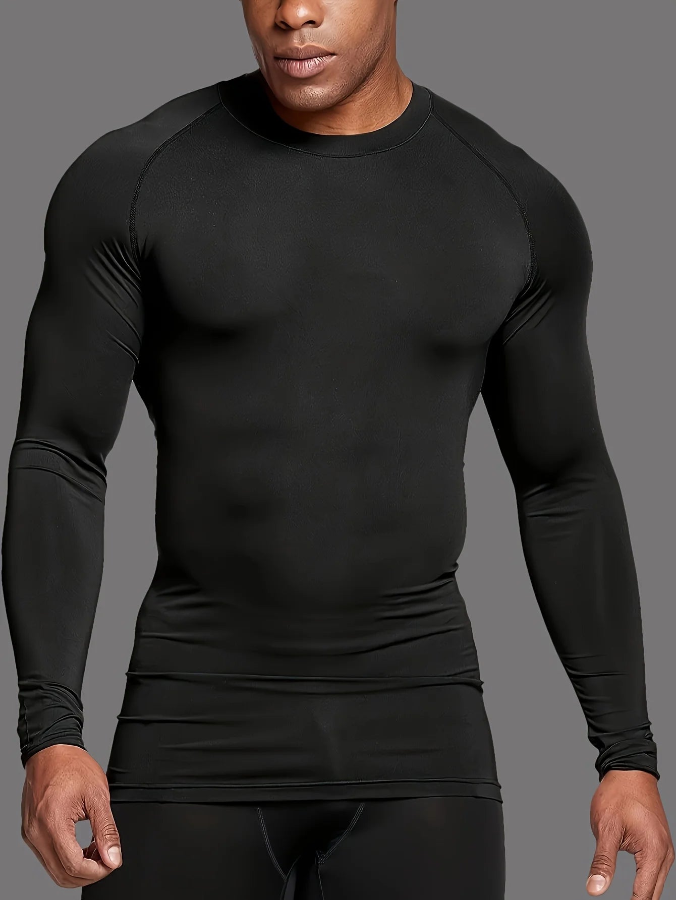 Men's quick drying long sleeved sports top, comfortable tight fitting clothes for sports yoga, football training, basketball