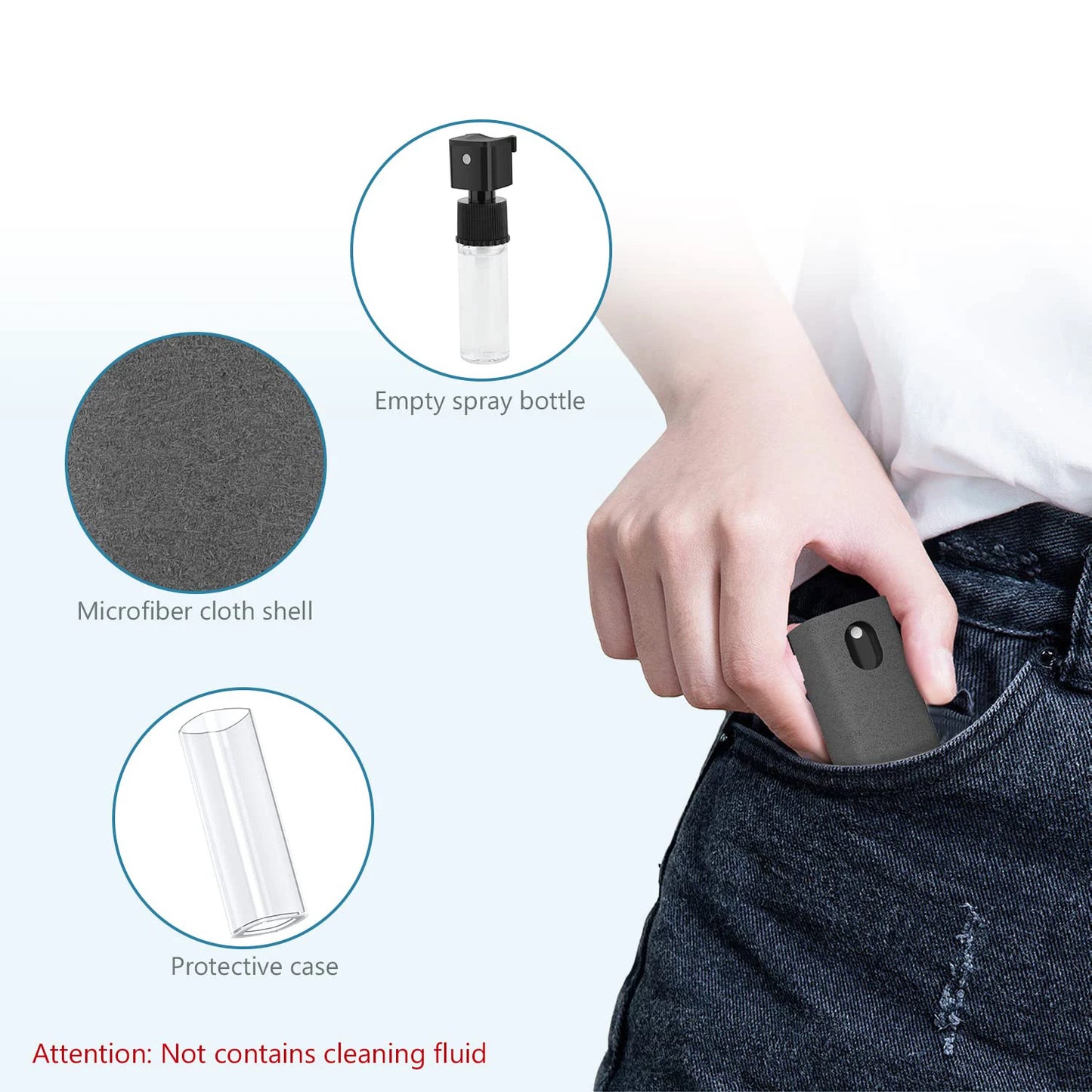 2 In 1 Phone Screen Cleaner Spray Portable Tablet Phone Touch Screen Cleaner Microfiber Cloth Set Glass Mini Cleaning Artifact