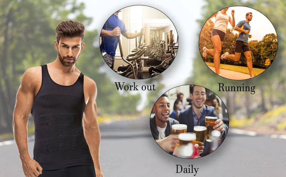 Men Compression Body Shaper Vest Seamless Slimming Tank Top Waist Trainer Belly Control Undershirt Shapewear Weight Loss Shirt