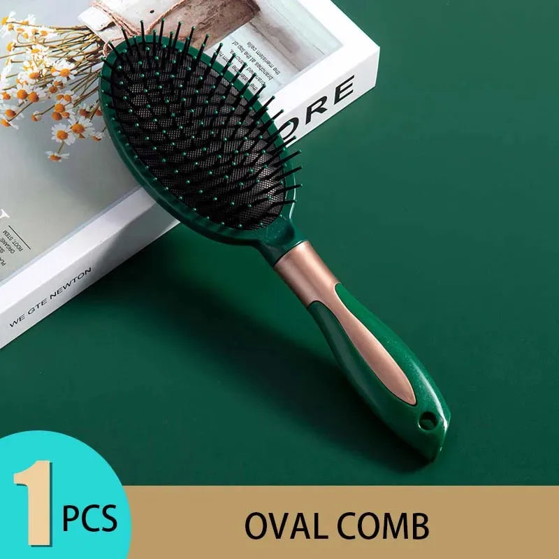 Oval Round Scalp Massage Air Cushion Comb, Anti-Static Exfoliating Salon SPA Hair Styling Tool