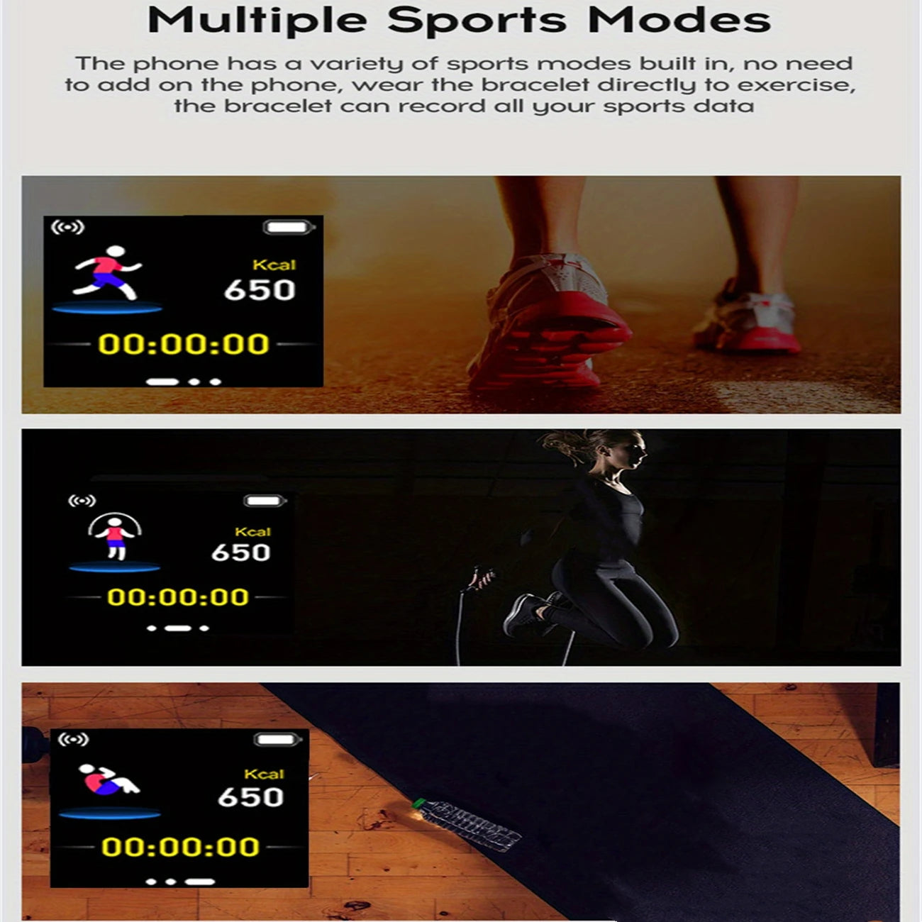 Smart Watches Fashion Sports Bracelet Multi-function USB Plug-in Charging Watches Women Fitness Men Smartwatch For Android Phone