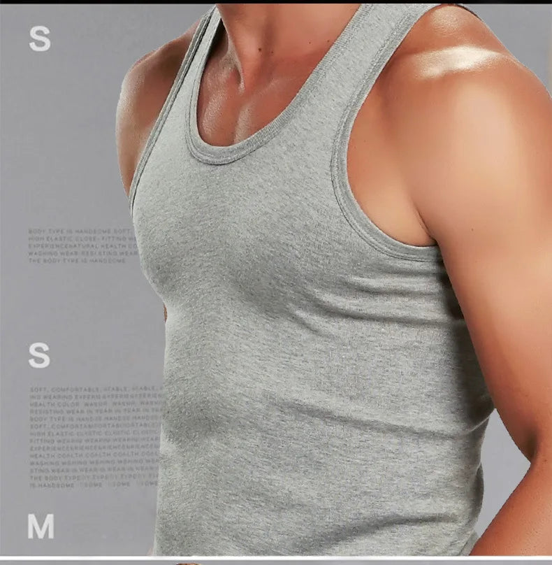 1 Piece Men's Cotton Sports Skinny Vest Teenagers Leisure Joker Sleeveless T Men's Fitness Training Simple Top