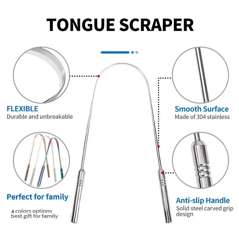 U Shape Tongue Scraper Oral Care Tools Stainless Steel Clean Mouth Clean Tongue Brush Bad Breath Tongue Tongue Cleaner