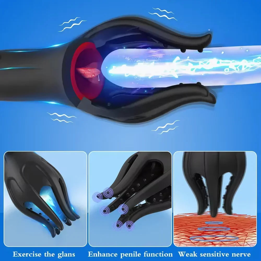 3 IN 1 Male Masturbator for Men Glans Vibrating Tongue Licking Delays Ejaculation Endurance Training Male Adult Sex Toys