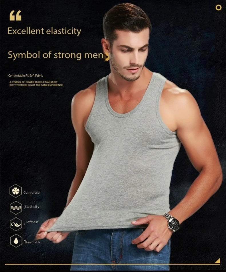 1 Piece Men's Cotton Sports Skinny Vest Teenagers Leisure Joker Sleeveless T Men's Fitness Training Simple Top