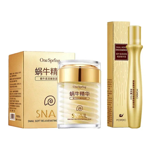 Skincare Set Snail Collagen Cream Anti Aging Whiten Skin Face Cream Fade Dark Eye Circles Remove Eye Bags Eye Serum