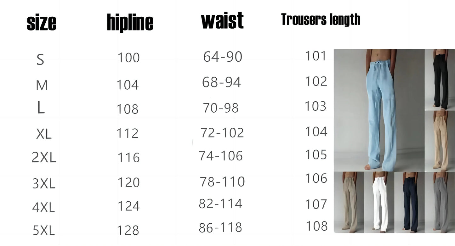 Men's Casual Trousers Home Pants 2025 New Man Cotton Linen Large Size white Straight trousers Solid Beach black Fitness Pants
