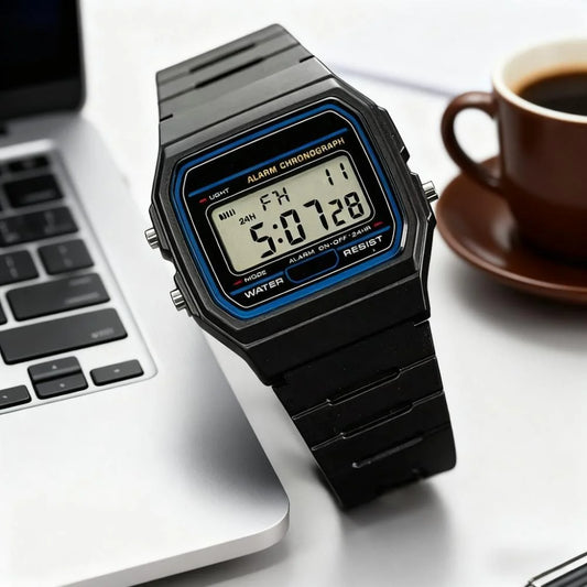 Sports-Casual Men's Square LED Watch - Digital Display Minimalist Wristwatch Ideal for Students & Daily Activities