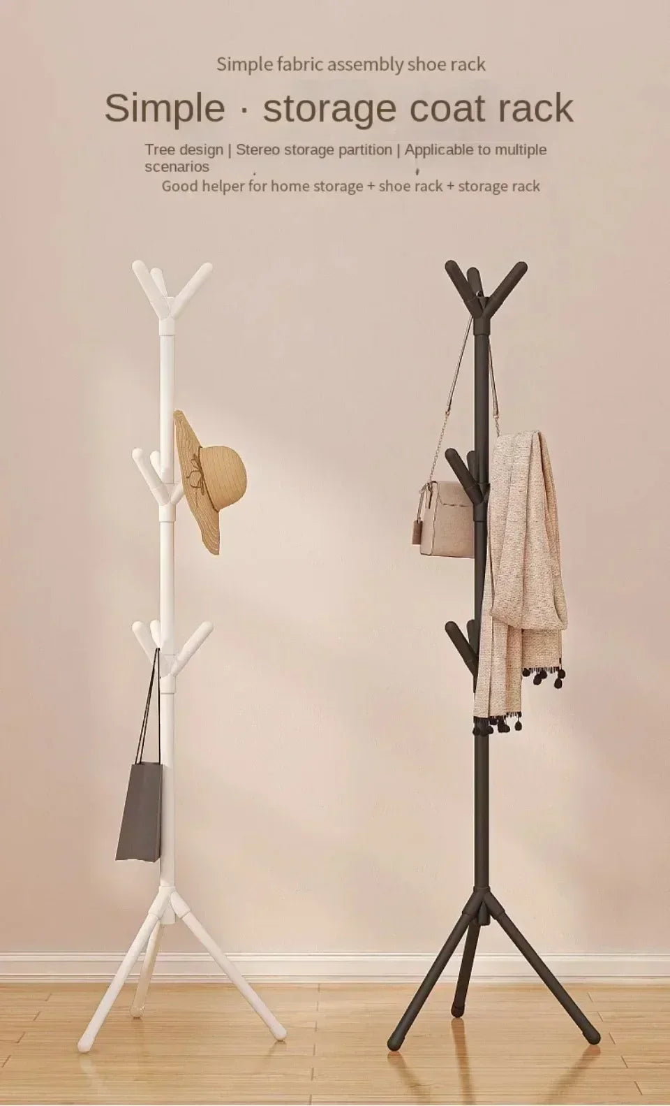 Tree Branch Coat Rack – Floor‑to‑Ceiling Freestanding Clothes & Hat Holder with Hooks for Bedroom, Entryway, Living Room