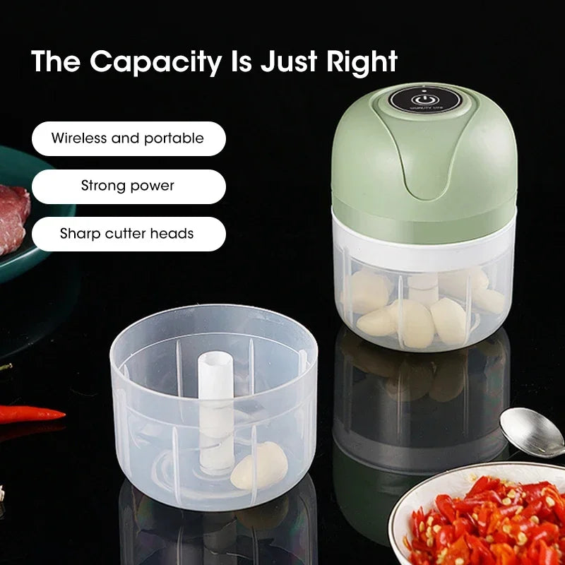 USB Portable Meat Grinder Vegetable Chopper for Kitchen Gadgets 250ml Garlic Masher Crusher Electric Kitchen Food Chopper