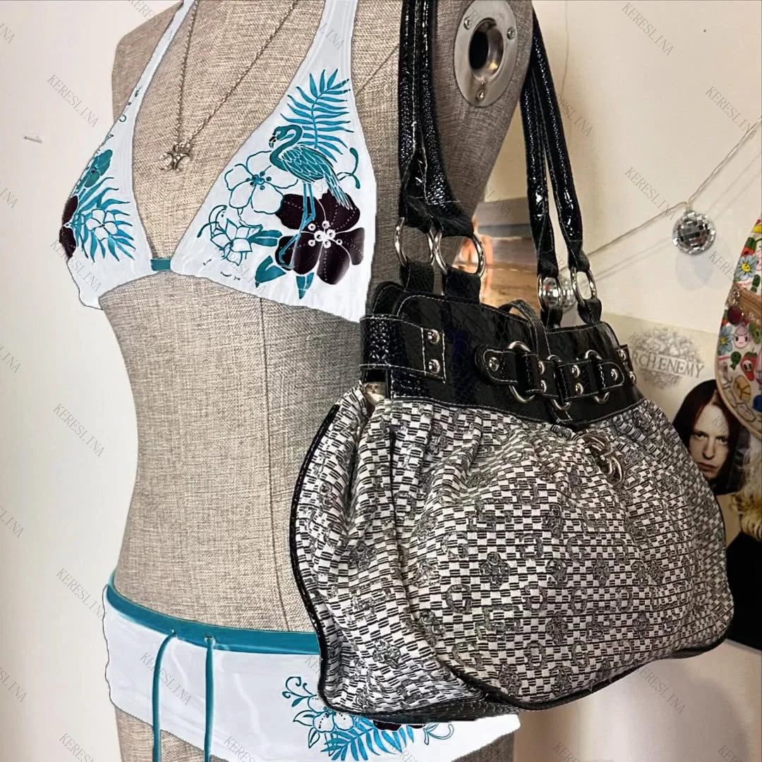 Vintage Flower print Cutie 2 set Bikini 2000s Swimsuit Sexy Women Bathing Fashion Halter Strap Swimwear High Street Beach Female