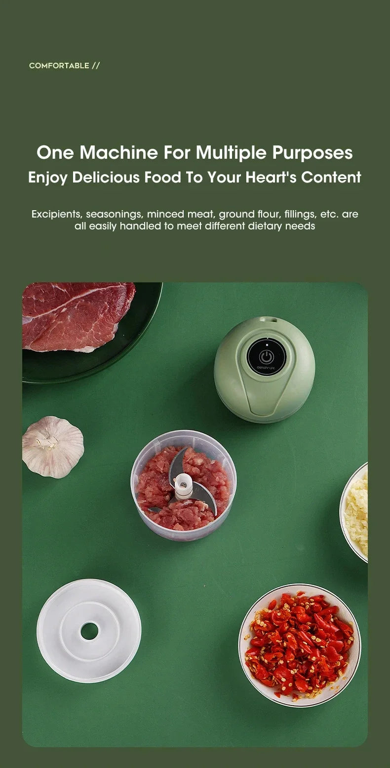 USB Portable Meat Grinder Vegetable Chopper for Kitchen Gadgets 250ml Garlic Masher Crusher Electric Kitchen Food Chopper