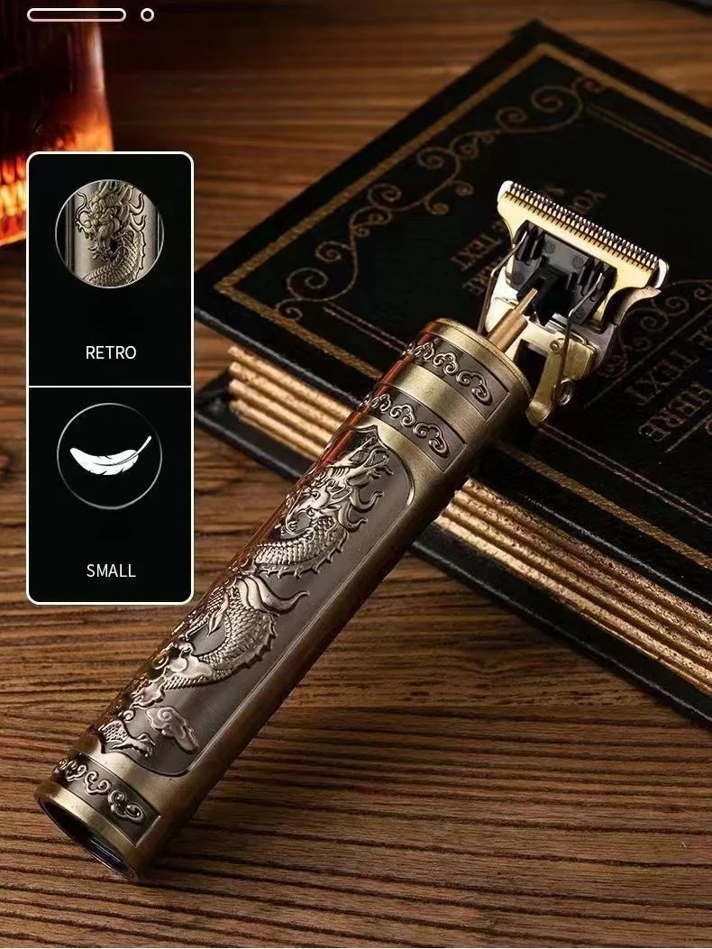 T9 HairClipper Beard Shaving Body Hair Trimmer Clippers Electric Machine Men Haircut Machine 0mm Barber ShaverDragon Carved