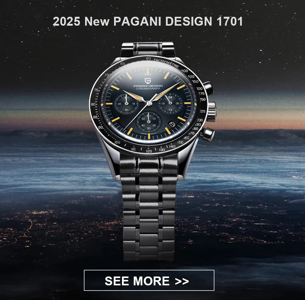 2025 New PAGANI DESIGN Moon Mens Quartz Watches Men Luxury Watch For Man Chronograph AR Sapphire Mirror Sports Waterproof Gift