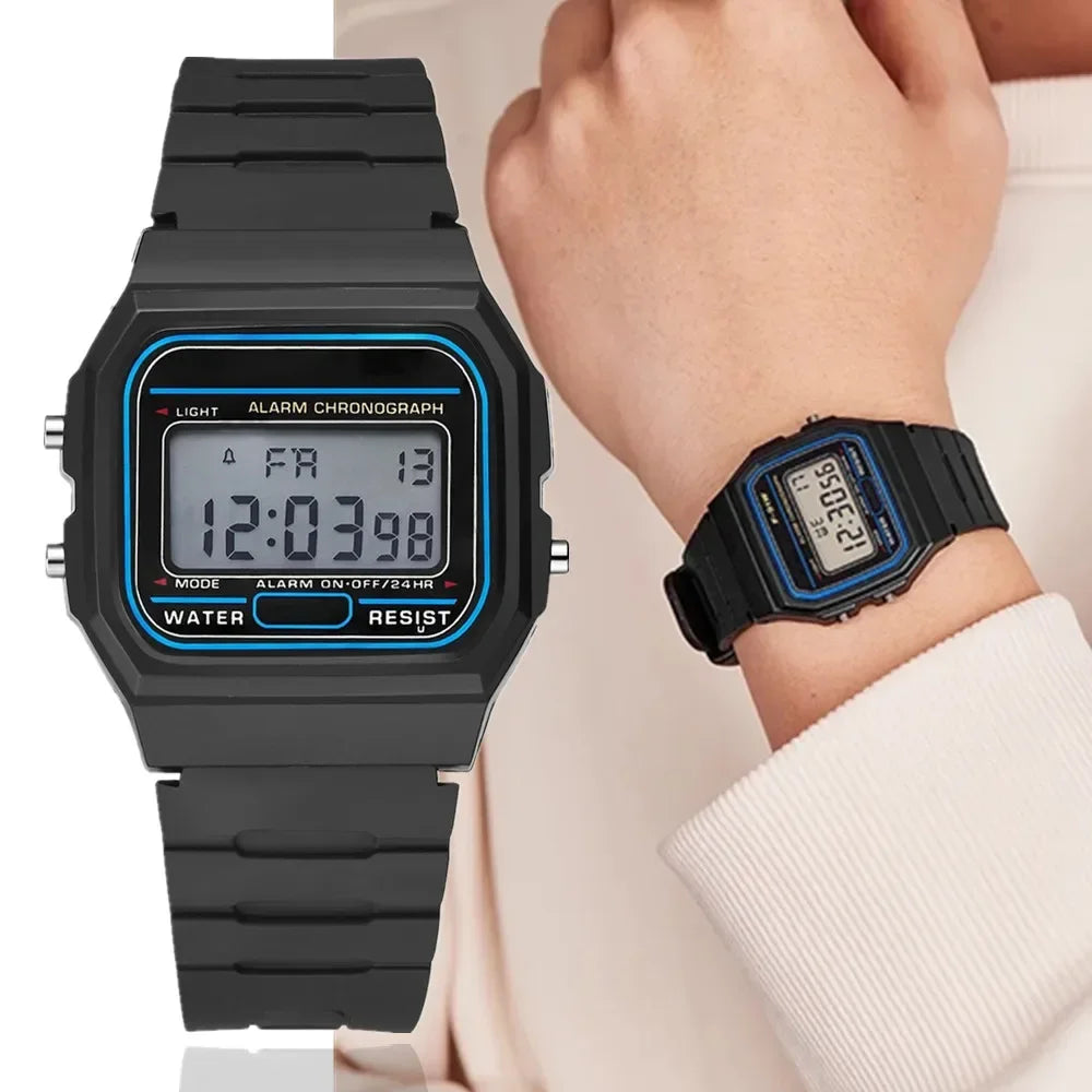 Sports-Casual Men's Square LED Watch - Digital Display Minimalist Wristwatch Ideal for Students & Daily Activities