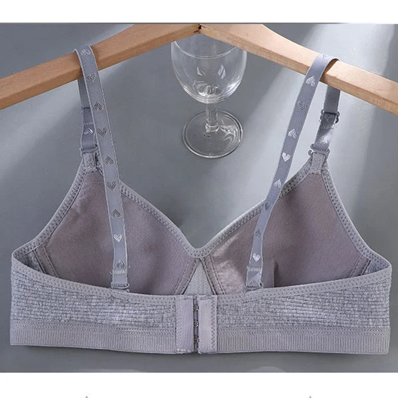 Women Cotton Underwear AB Cup Bra Wireless Gathered Comfort V Brassiere Push Up Lingerie Bralette Girls Seamleass Sports Bras