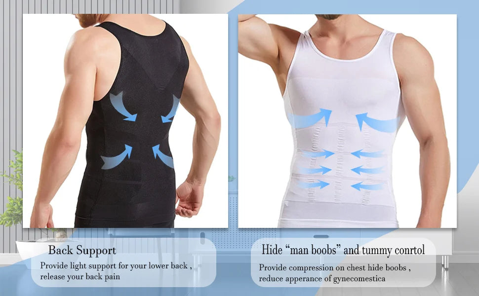 Men Compression Body Shaper Vest Seamless Slimming Tank Top Waist Trainer Belly Control Undershirt Shapewear Weight Loss Shirt