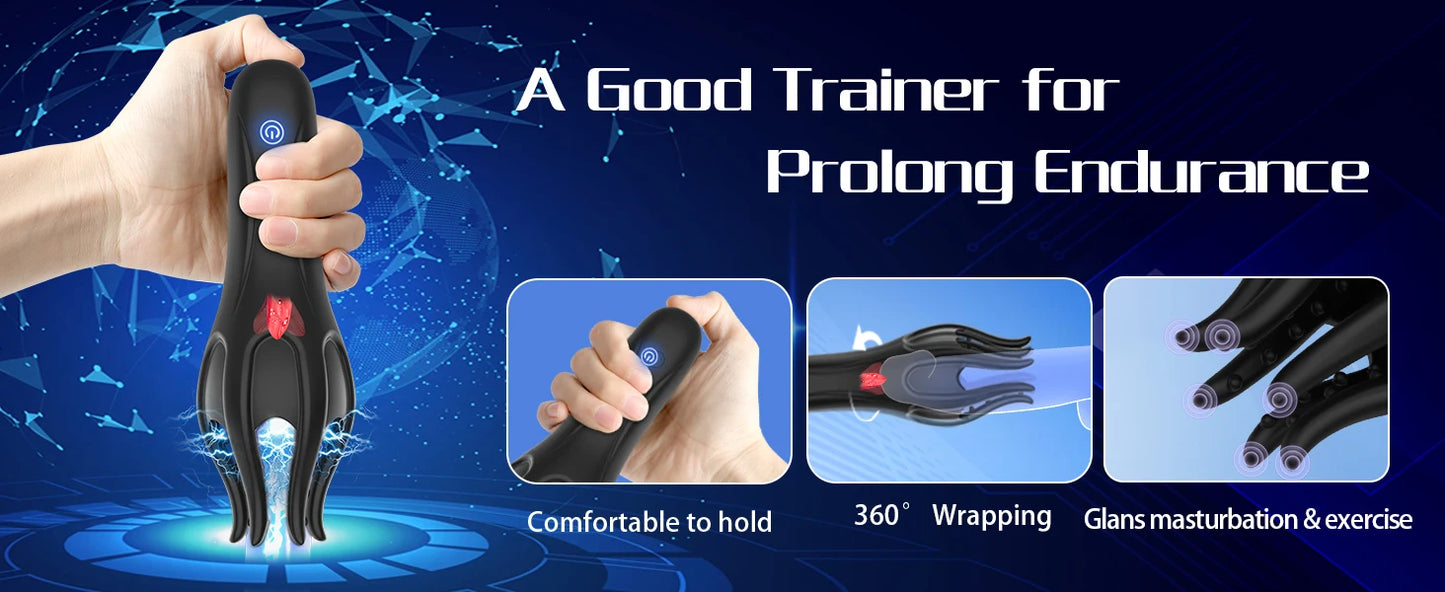 3 IN 1 Male Masturbator for Men Glans Vibrating Tongue Licking Delays Ejaculation Endurance Training Male Adult Sex Toys