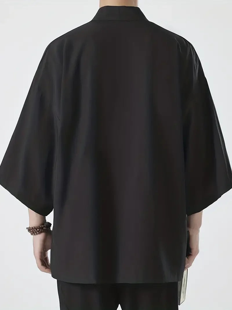 Black Samurai Clothing Japanese Style Cosplay Kimonos Shirt Traditional Haori for Women Men Harajuku Fashion Cardigan Yukata