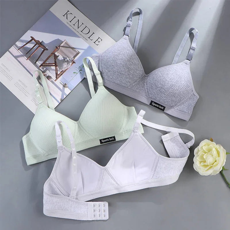 Women Cotton Underwear AB Cup Bra Wireless Gathered Comfort V Brassiere Push Up Lingerie Bralette Girls Seamleass Sports Bras
