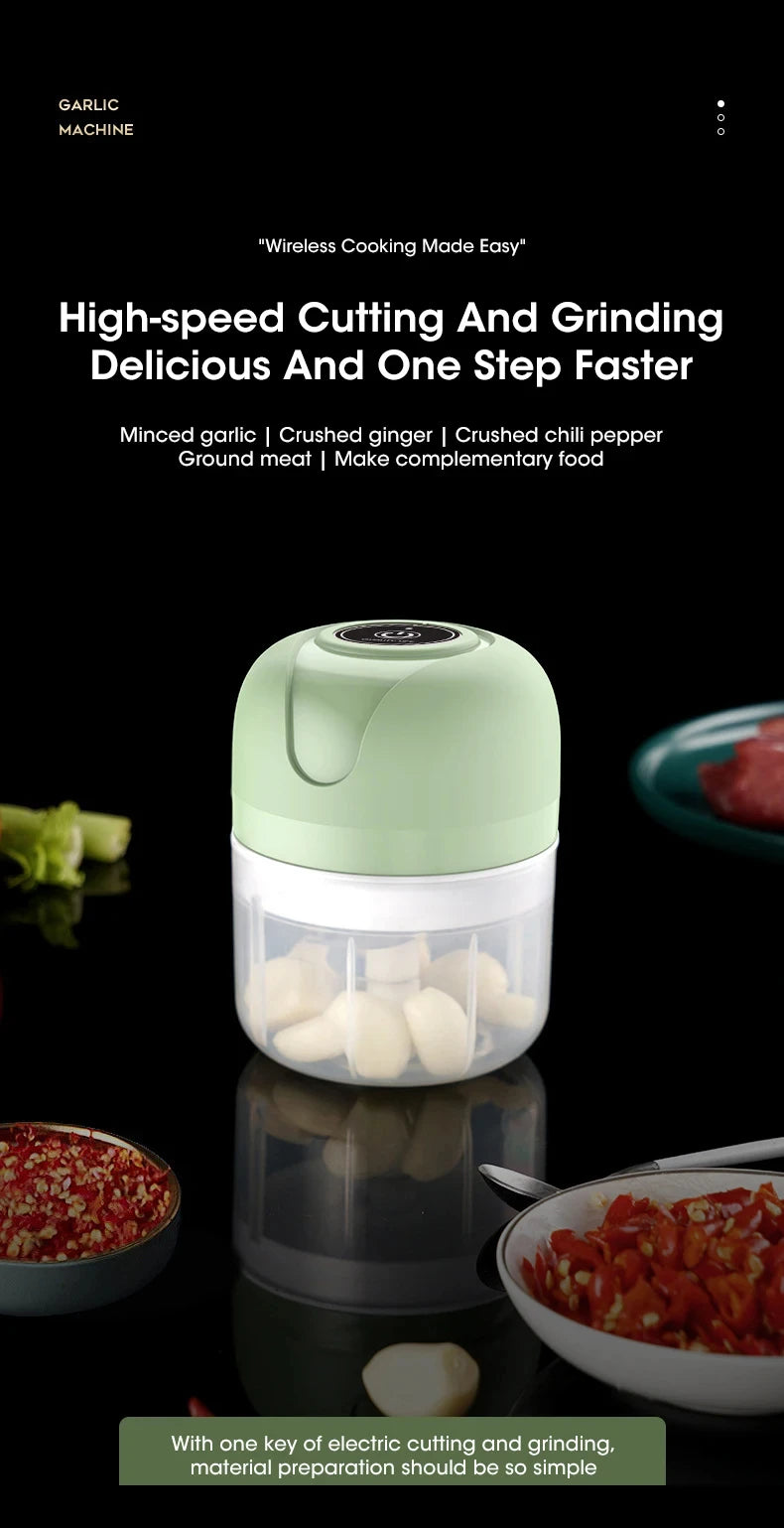 USB Portable Meat Grinder Vegetable Chopper for Kitchen Gadgets 250ml Garlic Masher Crusher Electric Kitchen Food Chopper