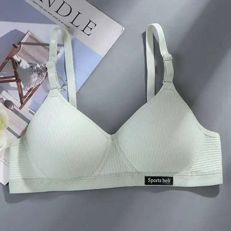 Women Cotton Underwear AB Cup Bra Wireless Gathered Comfort V Brassiere Push Up Lingerie Bralette Girls Seamleass Sports Bras