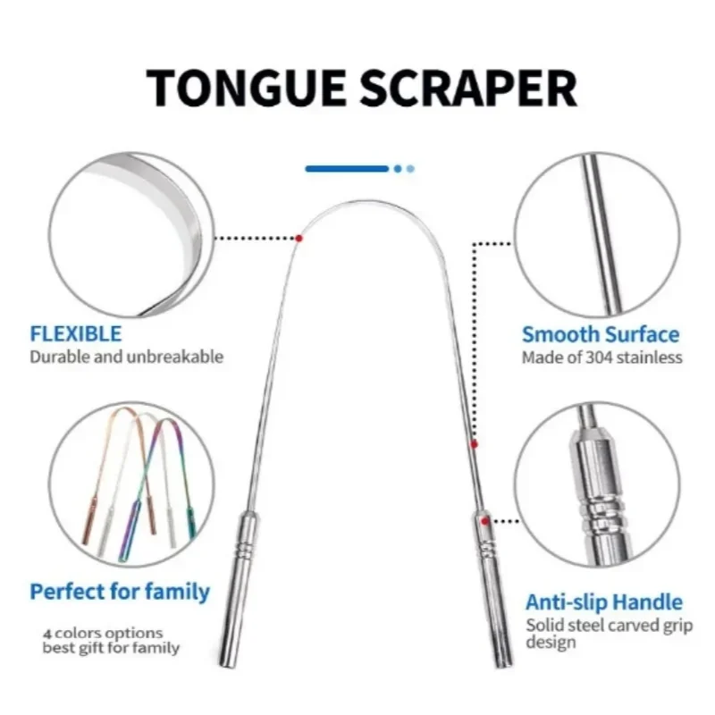 U Shape Tongue Scraper Oral Care Tools Stainless Steel Clean Mouth Clean Tongue Brush Bad Breath Tongue Tongue Cleaner