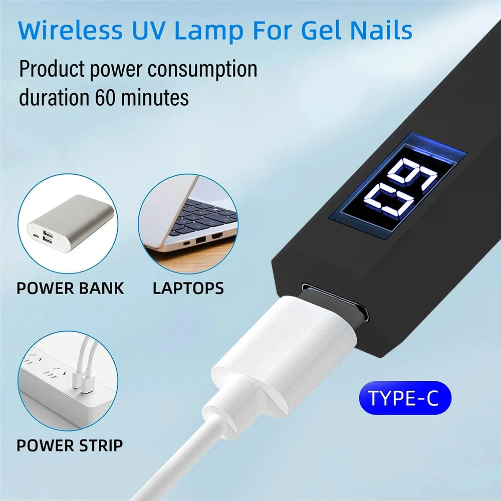 LINMANDA Portable Nail Dryer Lamp UV LED Nail Light for Curing All Gel Polish USB Rechargeable Quick Dry Manicure Nail Art Tools
