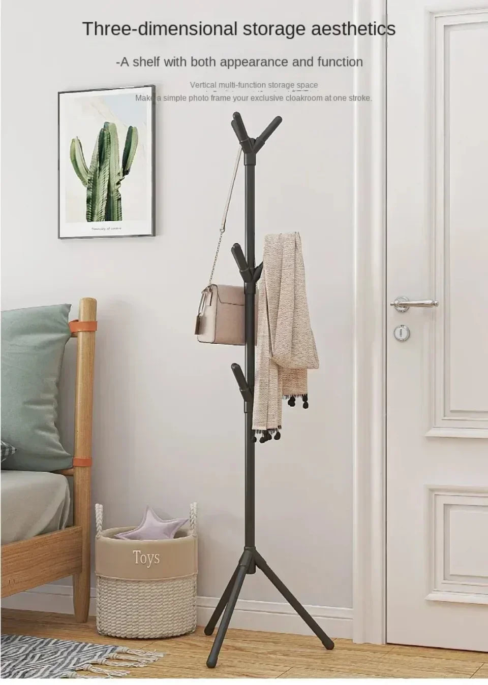 Tree Branch Coat Rack – Floor‑to‑Ceiling Freestanding Clothes & Hat Holder with Hooks for Bedroom, Entryway, Living Room