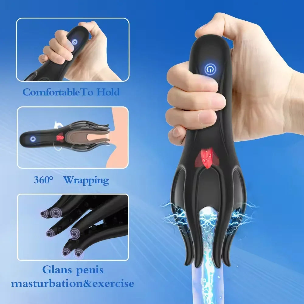 3 IN 1 Male Masturbator for Men Glans Vibrating Tongue Licking Delays Ejaculation Endurance Training Male Adult Sex Toys