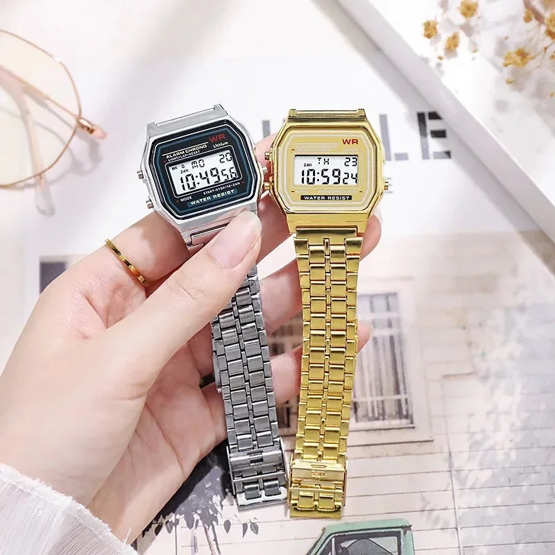 Retro Luxury Digital Display Gold Rose Watch for Men And Women Electronic Clock Elegant Timepiece
